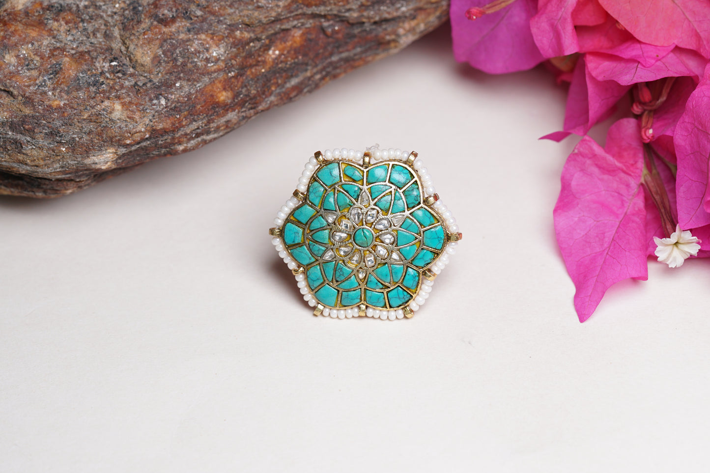 Turquoise Kundan Ring H6-01