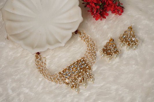 White Kundan chokar Set H1-036