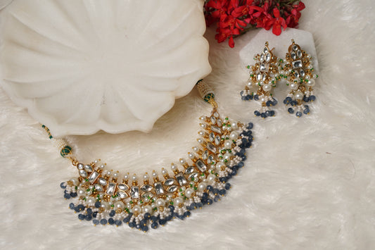 White stone Chokar Necklace Set H1-040