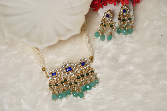 Blue kundan Chokar set H1-033