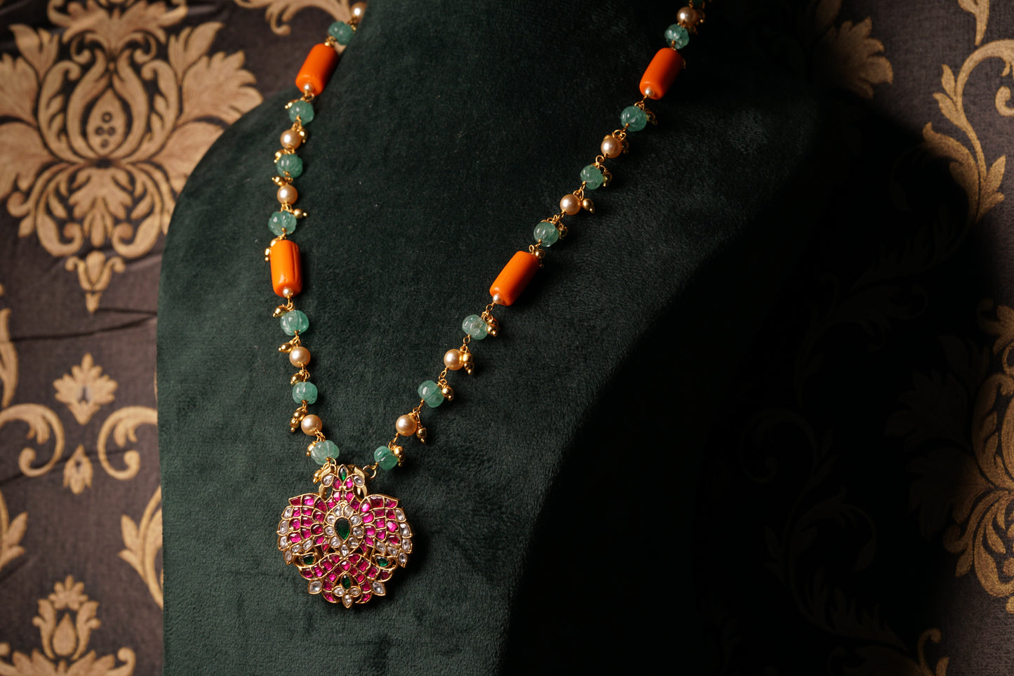KUNDAN PENDANDT NECKLACE (4-8278(K)